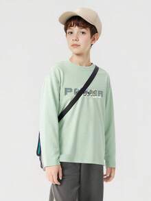 Balabala 2026 Spring Boys' Long Sleeve T-Shirt, Soft Cotton Undershirt, Casual Everyday Top - Pink Green - View 3