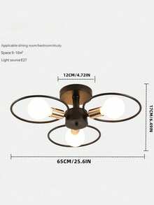 SUNMEIYI Retro 3/6 Heads E27 Black+Gold Ceiling Light Pendant Lamp, Modern Minimalist LED Ceiling Lamp For Living Room (Bulbs Not Included)