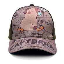 1pc Kids Cartoon Capybara Print Cute Baseball Cap, Wide Brim Sun Visor Hat For Vacation & Travel - Capybara - View 23