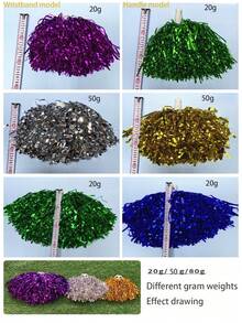4pcs Cheerleading Pom Poms, Metal Colorful Streamers, Suitable For Sports Team Performance, Outdoor Square Dance, Dance Show, Cheering Exercises - Multicolor - View 5