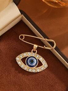 1pc Vintage Rhinestone Glass Devil's Eye/Tree Of Life/Palm Shaped Brooch Pin For Women, Suitable For All Seasons, Parties, Gifts, Work Wear - Brooch - View 11