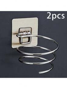 Bathroom Hair Dryer Holder, Salon Tool Rack, Adhesive Wall Mount Hair Dryer Spiral Holder, No Rubber Ring, Hole-Free Bathroom Storage Rack, Wall Mounted Display Shelf - Multicolor - View 10