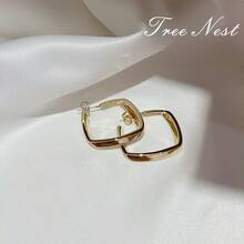 Pendientes de Mujer TREE NEST Aretes de Mujer Diseño de Geometría Pendientes para Mujer Elegantes y Nobles Joyería Regalo Ideal para Mujer Color Oro/Plata - Aire - Ver 2