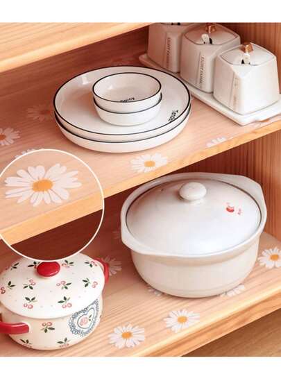 1卷防滑架垫，防水冰箱垫，可裁剪橱柜抽屉垫，无粘性冰箱垫，防油，可水洗抽屉垫，适用于厨房、橱柜、学校浴室、办公室、书房、旅行、母亲节装饰