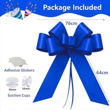 Big Car Bow, 30 Inch Giant Bow For Car, Giant Car Bow, Large Giant Bow For Present, Large Gift Wrapping Bow For Birthday, Surprise Party, Christmas, Wedding Reception, Festival (Red) - Blue - 查看 2