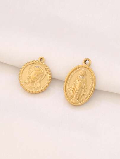 3 pièces Pendentifs Vierge Marie en acier inoxydable pour la fabrication de bijoux DIY, breloques, bracelets, colliers, boucles d'oreilles. Décorations suspendues