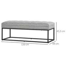 HOMCOM Bench, Linen Look, Upholstered Bench For Bedroom, Bed Bench, Dressing Table Bench, Up To 200 Kg, Steel, Light Grey, 120 X 44 X 45.5 Cm - Light Grey - View 3