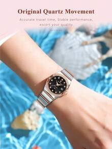 POEDAGAR 1款优雅女士不锈钢石英表，带日期显示、防水夜光功能、水钻装饰，奢华女士腕表，适合日常佩戴，是完美的女士礼物。 - 均碼 - 查看 10