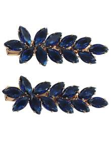 2/4件套立方氧化锆水钻焊接时尚女士尖头发夹,闪亮百搭奢华发饰 - 彩色 - 查看 7