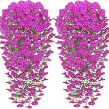 4pcs Outdoor Artificial Hanging Flowers, Fake Convolvulus With Eucalyptus Leaves, UV-Resistant Realistic Hanging Dwarf Convolvulus Plants For Home Garden Decor - Multicolor - View 14