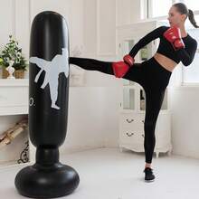 1pc 63-Inch Black Inflatable Punching Bag - Durable PVC Material, Freestanding Training Bag Suitable For Taekwondo, Karate And Fitness, For Indoor/Outdoor Use, No Electricity Required, Multiple Colors Available, Punching Bag, Indoor/Outdoor Training, Stylish Design, Sturdy Construction, Boxing/Punching Bag, Striking/Boxing Equipment, Karate