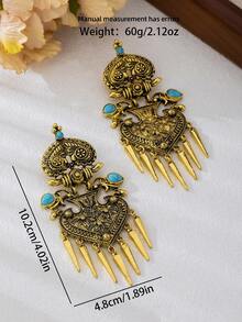 1 Pair Of Vintage Bohemian Style Vintage Distressed Earrings With Tassel Earrings (No Gift Box) - Earring - View 7