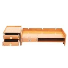 HaroldDol Monitor Stand With 3 Drawers, 2 Tiers Laptop Computer Monitor Riser For PC Screen, Desktop Wooden Screen Monitor Stand Riser With Storage Organizer For Home Office The Best Gift/Present For Family&Friends Happy Christmas - 木製的 - 查看 3