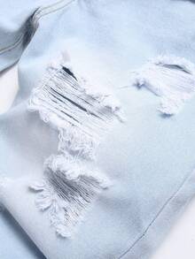 Pantalones cortos de mezclilla desgastados y desteñidos casuales para hombres - Lavado ligero - Ver 3