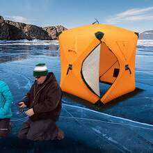 Pop Up Ice Fishing Tent, Insulated Ice Fishing Shelter, Thermal Ice Fishing Tent With Three Layers Of Cotton Insulation, Windproof And Warm, Function Upgrades Fishing Gear And Equipment - 橘色 - 查看 1