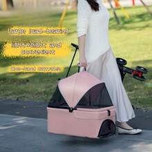 Cochecito Plegable Ligero y Resistente para Mascotas con Empuje Bidireccional, Plegado con Un Botón y Ruedas Todo Terreno - Convertible para Perros y Gatos Pequeños/Medianos, Toldo, Almacenamiento Inferior, Tela Oxford (Viaje) - Negro - Ver 5