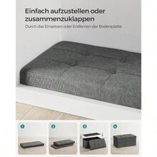SONGMICS Banco de Almacenamiento Puff Almacenaje de 76 cm Baúl de Almacenaje Taburete Reposapiés Gris Oscuro MLSF47K - GrisOscuro - Ver 4