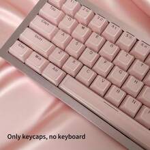 136 Keys PBT+PC Doubleshot Translucent Keycap Set, Pink & White Gradient, High Quality Compatible With MX Mechanical Switches, Suitable For 61/64/68/75/87/98/104/108 Keys Mechanical Keyboards - Pink - View 4