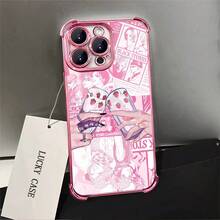 1 Anime Cool N-Xiaozaki Nana Pattern Phone Case Compatible With Apple Phone 17/16/15/14/13/12/11/ProMax/Pro/Plus/Xs Max/Xs/X, Four Corner Anti Drop Transparent Soft Case, Anti Slip, Anti Drop, Camera Lens Protection, Silicone Wear Resistant Phone Case - Hồng - Xem 7