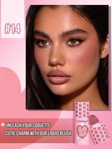 MISSLYN-Flirty Blush Liquid Blush, 1pc, High Pigmentation Liquid Blush, Coquette Cutie Shade, Long-Lasting Color, Brightens Complexion, White-Based, Matte/Dewy Finish, Heart-Shaped Gift, Winter Essential, Brand Makeup, Facial Makeup, For Women & Girls, Perfect For Winter, Y2K Style, Fashionable, Birthday Gift, Best Gift, Valentine's Day Gift, Party Essential, New Year Gift, Best Color, Cruelty-Free & Vegan - #14 - 查看 4