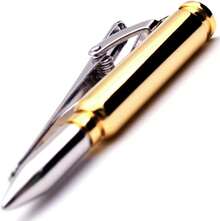 BXLE - Clips de corbata para hombre, clip de corbata de tiro de pistola dorada, diseño de bala para hombre de boda, accesorios de caza novedosos (clip de corbata), Cobre Metal - 1 - Ver 1