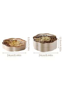 Household Partitioned Dry Fruit Tray With Lid, Nut, Candy, Snack Storage Box For Living Room, Wedding & Party Celebration,Candy Box Dry Fruit Container With Lid For Living Room 5 Compartments Snacks Organiser For Household Use - 乳白色 - 查看 6