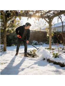 Snow Pusher Shovel, 36 In Outdoor Snowplow Shovel With Ergonomic Grip, HDPE Plastic Blade, Winter Shovels With Segmented Handle, Metal Edged Strip, Portable Snow Removal Tool For Driveway Garden - Black - View 4