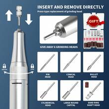 LIMEGIRL Máy mài móng tay điện sạc lại được, tốc độ 45.000 vòng/phút, máy dũa móng tay điện cầm tay kèm 6 mũi khoan, máy làm móng điện chuyên nghiệp cho móng acrylic, dụng cụ chăm sóc móng và chân, thích hợp sử dụng tại nhà và salon. - Nhiều màu - Xem 5
