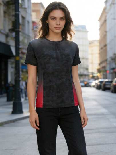 女士短袖T恤，轻盈丝滑运动休闲上衣，夏季