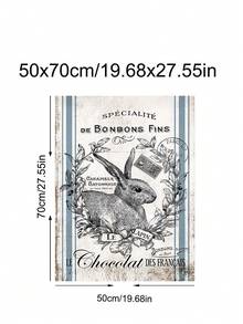 1pc Vintage French Country Easter Bunny Canvas Poster, Artistic Cartoon Wall Art, Wall Decor For Living Room, Bedroom, Kitchen, Bathroom, Spring & Winter Season, Modern Retro Style, Festival Gift, Easter Wall Art, Wall Arts, Wall Decor, Home Decor, Room Decor, Canvas Wall Art, Posters, Wall Art With Frame, Optional Frame