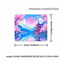 1pc Extra Large Japanese Pagoda & Landscape Pink Cherry Blossom Gaming Mouse Pad Non-Slip Premium Base Precision Stitched Edges, Rectangular Desk Mat For Office Study, Home Decor - Colorful - View 13