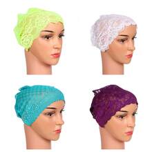 1pc Women's Bohemian Polyester Lace-Free Patchwork Headscarf Hat, Versatile For Daily Wear, All Seasons, Fashion Undershirt Hat, Mixed Color, Anti-Pilling, Mesh Cap Hair Sleep Cap - White - View 2