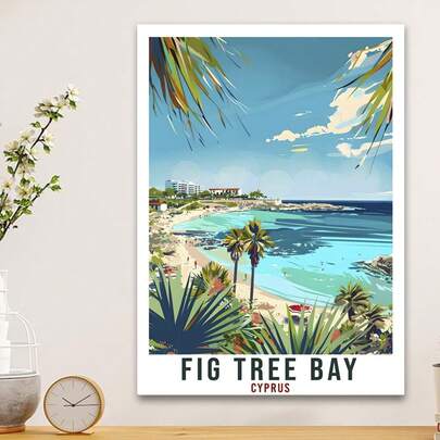 Framed Fig Tree Bay Cyprus Travel Print Cyprus Wall Art Wall Hanging Home Décor Fig Tree Bay Gift Cyprus Artwork Gift Cyprus Holiday Travel Poster. Great Idea For New Year, Thanksgiving Day And Christmas, Wall Art For Room Decor, Kitchen Decor, Living Room Painting, Halloween Decor, Bathroom Decor, Home Decor, Wall Decor, Bedroom Decor.