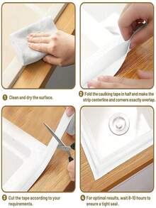 1 Roll White Floor Sealing Tape/Sealing Strip/Waterproof Sealant Tape, PVC Waterproof Sealing Strip, Decorative Self-Adhesive Caulking Tape, Caulking Sealant Tape, Self-Adhesive Sink & Stove Gap Sealing Strip, Kitchen & Bathroom Bathtub Edge Sealing Tape, Floor & Wall Edge Protector, Home & Bathroom Decor - White - View 6