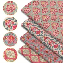 1pc Boho Floral Print Quilting Fabric - 59 X 19.68 Inches (150 X 50 Cm) Pre-Cut Polyester Fabric With Colorful Floral Patterns - Suitable For DIY Sewing, Scrapbooking, Tablecloths And Crafts - Color Mixing - View 7