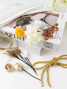 Hair Ornaments, Bud Flowers, Dried Flowers, Japanese Clothing, Head Dresses, Furisode, Hakama, Kimono, Mizuhiki, Gold Leaf, Artificial Flowers, Gold, Coming-Of-Age Ceremonies, Graduation Ceremonies, Weddings, Shichigosan, Accessories - Yellow - View 6