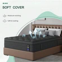 LayRoad 12/14 Inch Memory Foam Mattresses Are Available In Twin, Full, Queen, And King Sizes. They Feature Individually Pocketed Springs, Are Fiberglass-Free, Odorless, Highly Breathable, And Durable, Providing You With A Comfortable Sleep. - 黑色 - 查看 6