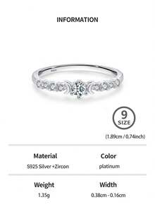 1枚925纯银闪亮优雅皇冠立方氧化锆结婚戒指，女士订婚戒指，个性化珠宝，新娘珠宝 - 銀色 - 查看 9