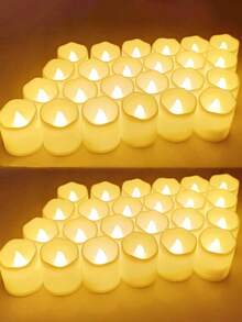 6/12/24/48支装暖色无焰LED蜡烛，电池供电，逼真蜡烛造型，暖白光，适用于婚礼、圣诞节、浪漫烛光晚餐、情人节装饰