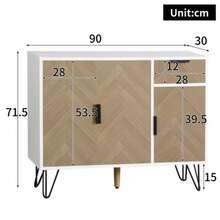 Modern Storage Cabinet, Sideboard In White And Wood Look With Drawer And Height-Adjustable Shelves (90 X 30 X 71.5 Cm) - White Wood - View 2