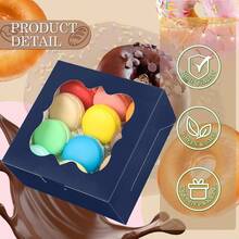 Cajas de panadería con ventana Cajas pequeñas para galletas, dulces, postres, pasteles, donas, fiestas de cumpleaños, bodas - Azul - Ver 3