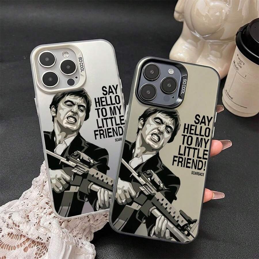 Cartoon Fashion Minimalist Phone case suitable for 17, 16, 15, 14, 13, 12, 11, 8, 7 Pro Max, AIR, PLUS, X, XS. Gift for friends, gift for family, couple's style, unisex, Halloween gift, Easter gift, silver-colored phone case. - CYK Dibujos animados Moda Minimalista Plata CDRY - Ver 1