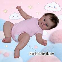 50cm Full Vinyl Realistic Smiling Reborn Doll, 20 Inch Soft Touch Newborn Maddie, Hand-Rooted Hair, Adorable Handcraft Toy (Some Accessories Included Randomly, Such As Pacifier, Bottle, Diaper And 1 Set Of Clothes) - Pink - View 4