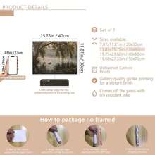 لوحة منظر طبيعي ريفي لبحيرة البجع بإطار/بدون إطار، طباعة لوحة زيتية فينتاج بطراز كلاسيكي حزين، ديكور منزلي مناسب للسكن الجامعي والشقق والغرف المعيشية والنوم والديكور الحديث