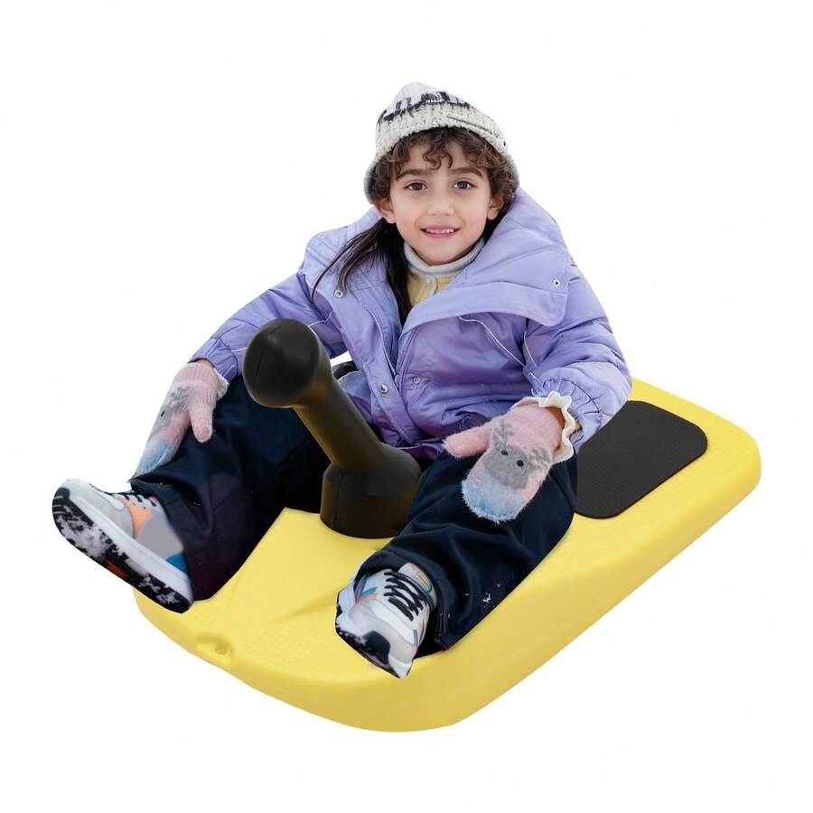 Futchoy Snow Sleds For Kids And Adult, Kids Sledding Snowboard With Handle, Lightweight Compact Scooter Snowboard, Cold Resistant Handle Sled Downhill Slide Snow Skateboard For Outdoor Winter Fun - Yellow - View 1
