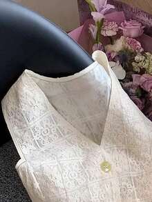 Fashionable, Capable And Elegant, Professional Commuting, High-End Feel, Light Mature Style, Lace And See-Through Women's Spring And Summer Vest - White - View 3