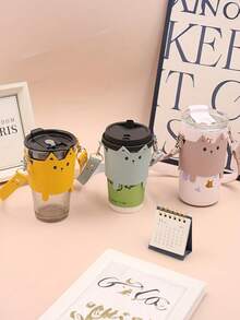 Cute Cat Coffee Cup Holder Tea Cup Protective Sleeve Water Bottle Holder Cover Travel Water Bottle Sling Bag With Adjustable Strap For Travel Hiking Daily Use - Multicolor - View 8