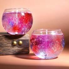 1pc/Box, New Galaxy Gradient Starry Sky Jelly Scented Candle, Warm Light Reflection Shines Brightly After Lit, Gentle And Healing, Random Style, Suitable For Birthday Party/Wedding Proposal/Valentine's Day/Mother's Day/Thanksgiving/Anniversary/Easter/Starry Theme Party/Girly Style/Holiday Decor And Various Romantic Occasions.