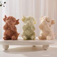 高地牛硅胶蜡烛模具动物大豆蜡硅胶模具小雕像动物爱好者家居装饰品 - 粉色 - 查看 8