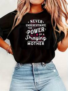 Camiseta de madre oradora nunca subestimada, camiseta divertida del Día de la Madre, regalo para mamá católica de manga larga, sudadera, camiseta sin mangas - Negro - Ver 1